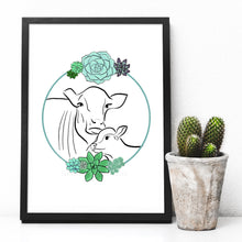 Load image into Gallery viewer, Cow and calf A4 digital art print