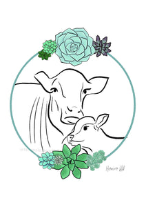 Cow and calf A4 digital art print